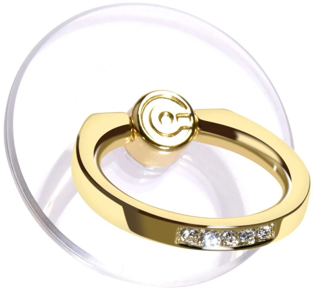 Main image of Transparent Phone Ring Holder Grip - Clear Cell Phone Ring Stand Holder Finger Grip Kickstand 360° Rotation, Compatible with Most of Phones, Tablets and Case (2 Gold Diamond)