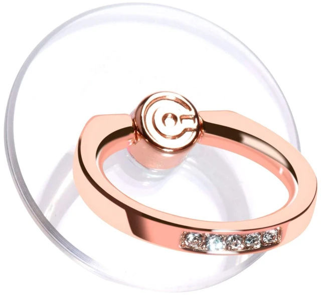 Main image of Transparent Phone Ring Holder Grip - Clear Cell Phone Ring Stand Holder Finger Grip Kickstand 360° Rotation, Compatible with Most of Phones, Tablets and Case (2 Rose Gold Diamond)