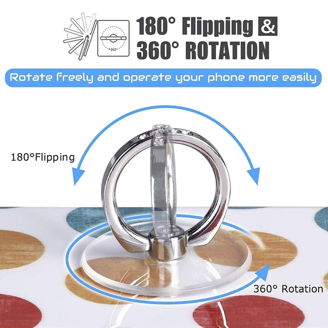 Alt view image 3 of 6 - Transparent Phone Ring Holder Grip - Clear Cell Phone Ring Stand Holder Finger Grip Kickstand 360° Rotation, Compatible with Most of Phones, Tablets and Case (2 Rose Gold Diamond)