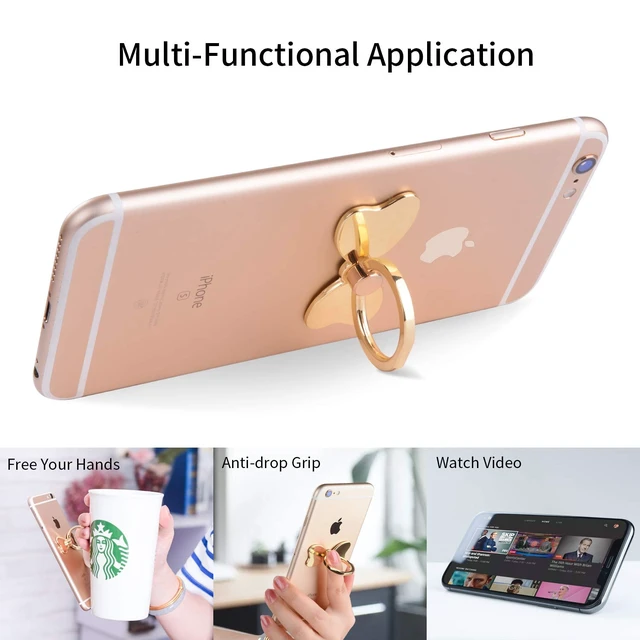 Alt view image 4 of 6 - Metal Cell Phone Ring Holder, 360° Rotating Grip & Kickstand | Full metal phone ring holder with 3M adhesive, one-hand grip and adjustable kickstand for iPhone, Samsung Galaxy and more