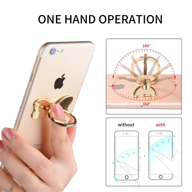 Alt view image 3 of 6 - Metal Cell Phone Ring Holder, 360° Rotating Grip & Kickstand | Full metal phone ring holder with 3M adhesive, one-hand grip and adjustable kickstand for iPhone, Samsung Galaxy and more