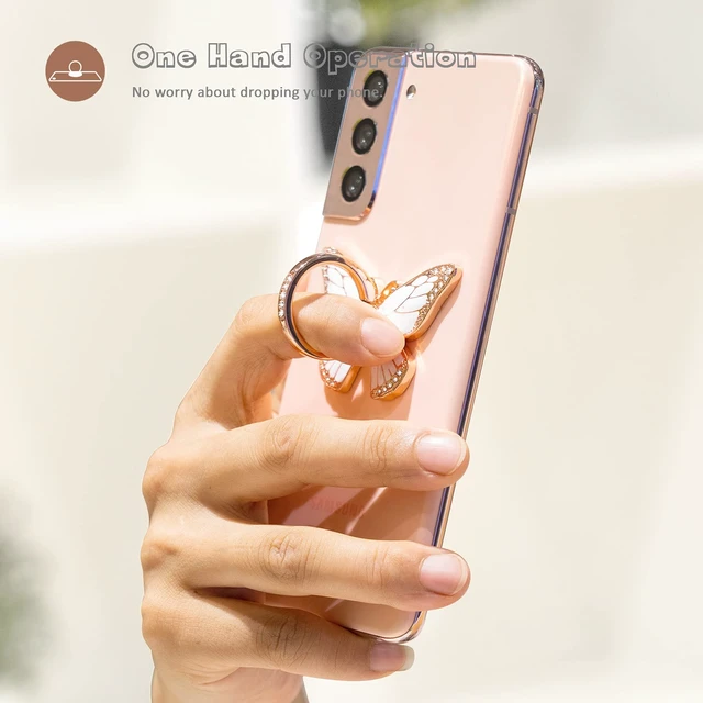 Alt view image 2 of 5 - Butterfly Cell Phone Ring Grip Holder, 360 Degrees Rotation Phone Ring Grip Stand, Metal Finger Kickstand Compatible with iPhone, Samsung Galaxy, Android Phone Cases