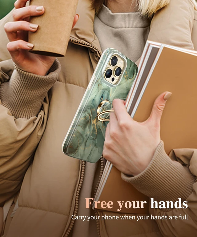 Alt view image 4 of 7 - Marble Cell Phone Ring Holder, Metal Kickstand Grip 360° Rotation | Compatible with iPhone 17/16/15/14/Pro/Plus Series & Galaxy S26/S25 Ultra Non-Magnetic Adhesive Phone Grip (Desert Dream)