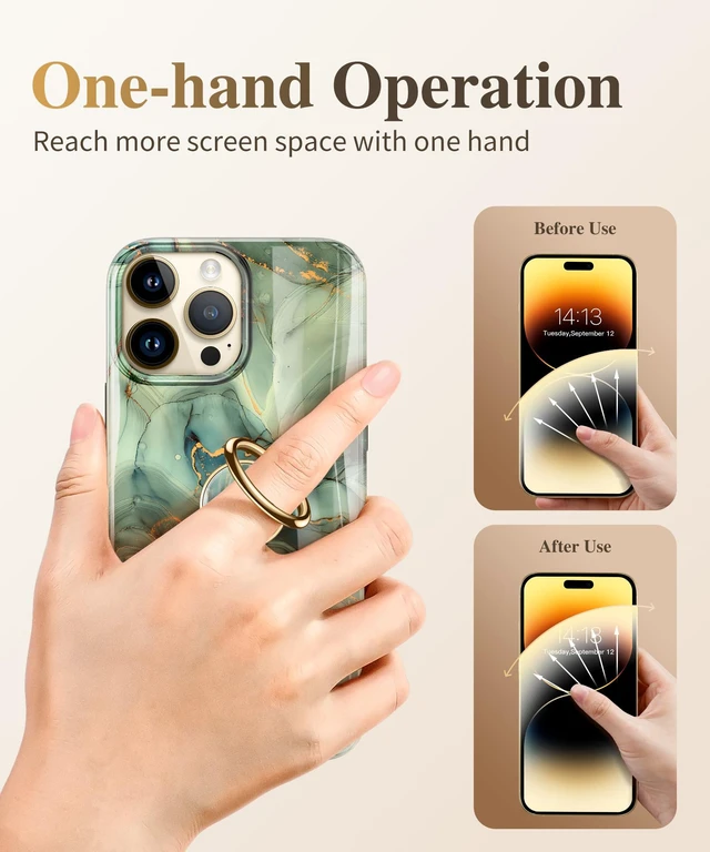 Alt view image 6 of 7 - Marble Cell Phone Ring Holder, Metal Kickstand Grip 360° Rotation | Compatible with iPhone 17/16/15/14/Pro/Plus Series & Galaxy S26/S25 Ultra Non-Magnetic Adhesive Phone Grip (Desert Dream)