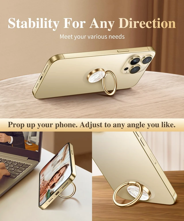 Alt view image 7 of 7 - Marble Cell Phone Ring Holder, Metal Kickstand Grip 360° Rotation | Compatible with iPhone 17/16/15/14/Pro/Plus Series & Galaxy S26/S25 Ultra Non-Magnetic Adhesive Phone Grip (Pearlescent)