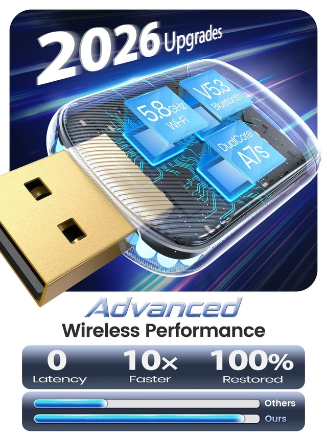 Alt view image 7 of 7 - Mini Wireless CarPlay Adapter for iPhone & Android Auto Wireless car Play | Wired to Wireless Gold-Plated USB Dongle, Fast Stable Connection, Auto Reconnect in 3 Seconds,No Lag for OEM Wired Cars