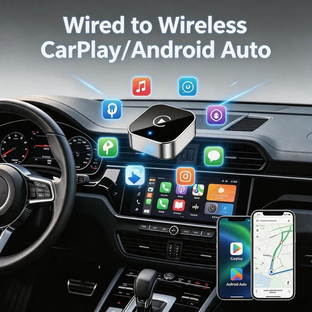 Alt view image 2 of 7 - 2026 Upgraded 2in1 Wireless CarPlay Adapter Dongle, Convert Wired to Wireless CarPlay for iPhone & Android Devices, PlugandPlay, Fast AutoConnect, Stable Connection, Mini Size Car Play Converter