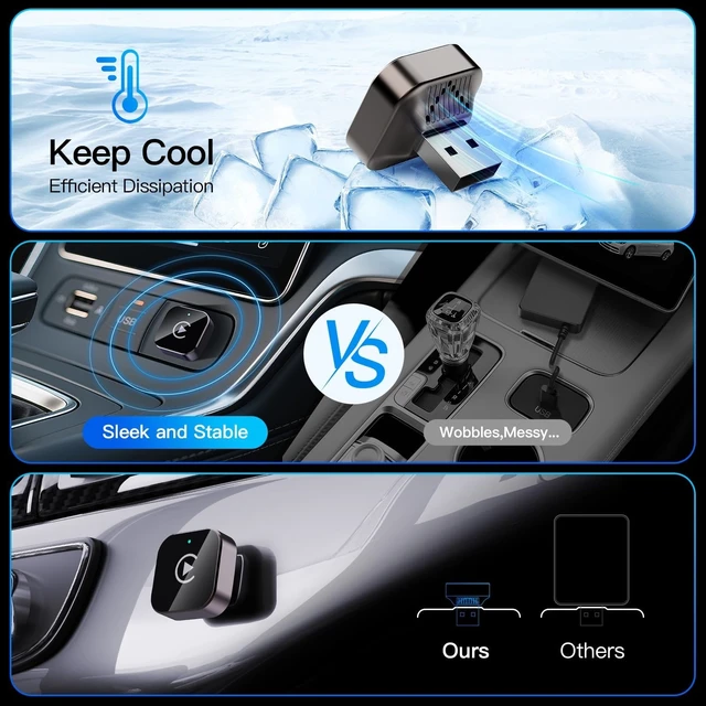 Alt view image 6 of 7 - 2026 Upgraded 2in1 Wireless CarPlay Adapter Dongle, Convert Wired to Wireless CarPlay for iPhone & Android Devices, PlugandPlay, Fast AutoConnect, Stable Connection, Mini Size Car Play Converter