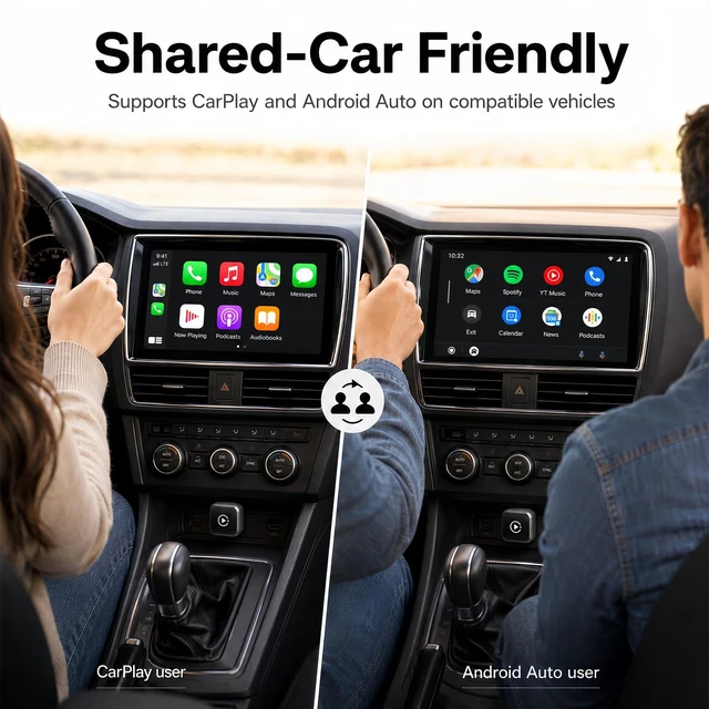 Alt view image 7 of 7 - Wireless CarPlay Adapter for Factory Wired CarPlay & Android Auto | Plug-and-Play Setup for Cable-Free Navigation, Calls, Music and Siri, Auto Reconnect in About 10 Seconds in Internal Testing