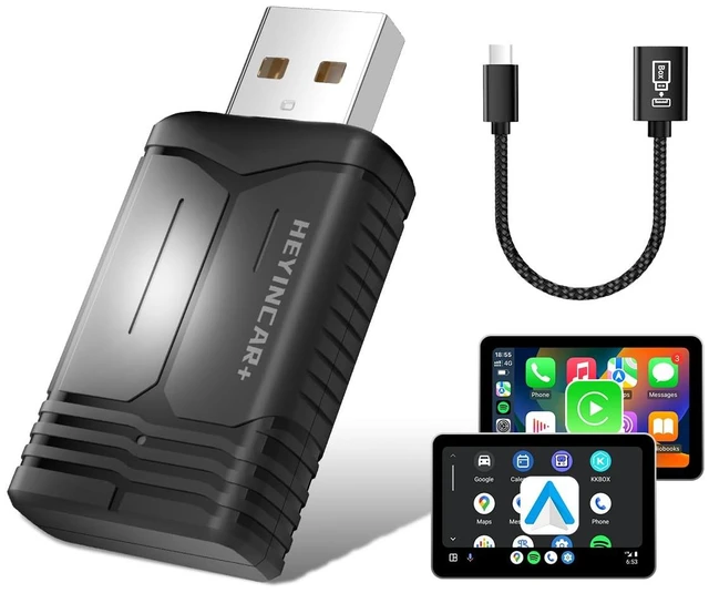 Main image of Wireless CarPlay & Android Auto Adapter, Wired to Wireless CarPlay Adapter for Factory Systems, Auto Reconnect, Dual-Band WiFi, Plug & Play, Compact Hidden Design, USB-A & USB-C