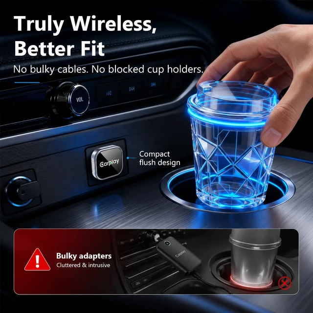 Alt view image 3 of 7 - Wireless CarPlay Adapter for iPhone, Factory Wired CarPlay to Wireless | Easy Plug & Play Carplay Wireless Adapter with Fast Auto-Reconnect, Stable Low Latency Connection, Compact Design with iOS10+