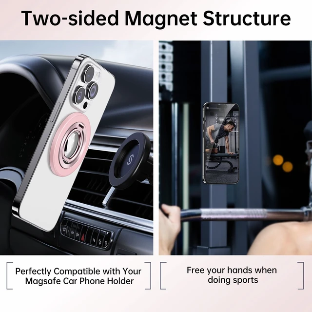 Alt view image 5 of 7 - for MagSafe Phone Grip, Magnetic Phone Ring Holder Stand Kickstand | 360° Rotation, Double-Sided Magnet, Phone Grip Finger Holder, for iPhone 18 17 16 15 14 13 12 Pro Max, MagSafe Accessories
