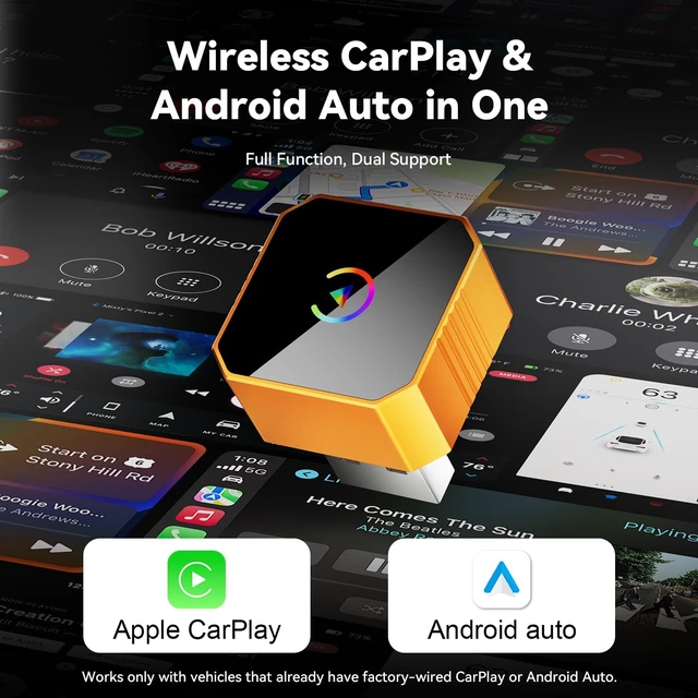 Alt view image 2 of 7 - Wireless CarPlay Adapter for iPhone, Wired to Wireless CarPlay Dongle, Low Latency Plug & Play Converter for Cars with Factory Wired CarPlay