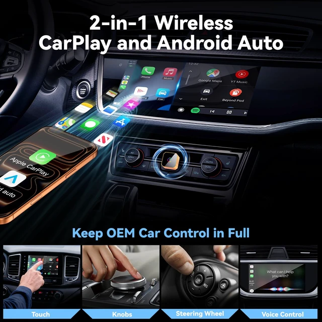 Alt view image 3 of 7 - Wireless CarPlay Adapter for iPhone, Wired to Wireless CarPlay Dongle, Low Latency Plug & Play Converter for Cars with Factory Wired CarPlay