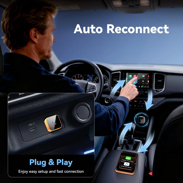 Alt view image 6 of 7 - Wireless CarPlay Adapter for iPhone, Wired to Wireless CarPlay Dongle, Low Latency Plug & Play Converter for Cars with Factory Wired CarPlay