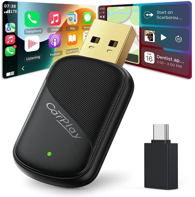 Main image of 2-in-1 Wireless CarPlay Adapter for Apple CarPlay & Android Auto | Wired to Wireless Mini Car Play Dongle, Gold-Plated USB, Bluetooth 5.3 for OEM Cars 2016+