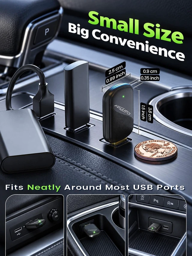 Alt view image 3 of 7 - 2-in-1 Wireless CarPlay Adapter for Apple CarPlay & Android Auto | Wired to Wireless Mini Car Play Dongle, Gold-Plated USB, Bluetooth 5.3 for OEM Cars 2016+