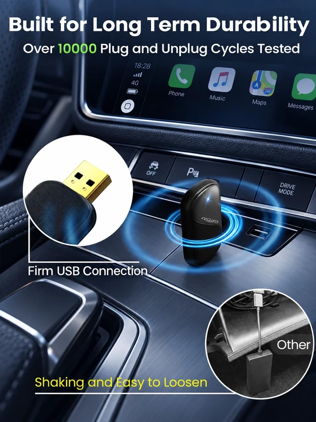 Alt view image 6 of 7 - 2-in-1 Wireless CarPlay Adapter for Apple CarPlay & Android Auto | Wired to Wireless Mini Car Play Dongle, Gold-Plated USB, Bluetooth 5.3 for OEM Cars 2016+