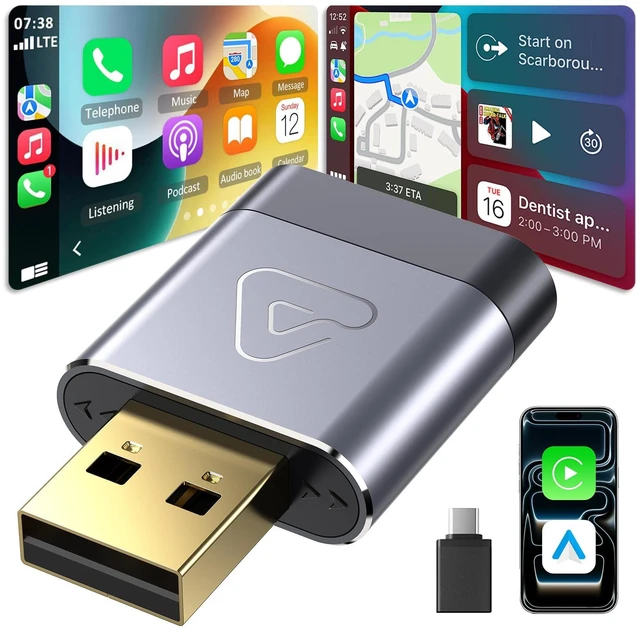 Main image of Wireless CarPlay Adapter for iPhone and Android Auto, USB Car Play Dongle | Auto Reconnect, No Lag, Fast Stable in Any Roads, Gold-Plated, Easy to Use for OEM Wired Cars 2016+ RV Stereos & Speakers