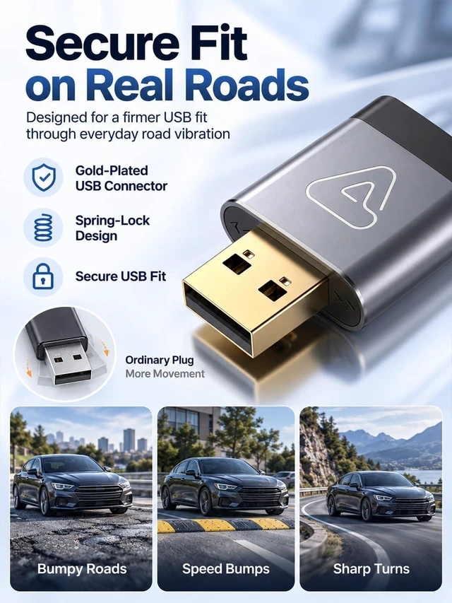 Alt view image 5 of 7 - Wireless CarPlay Adapter for iPhone and Android Auto, USB Car Play Dongle | Auto Reconnect, No Lag, Fast Stable in Any Roads, Gold-Plated, Easy to Use for OEM Wired Cars 2016+ RV Stereos & Speakers