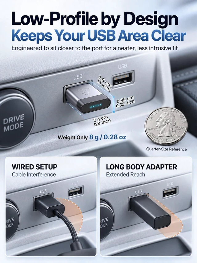 Alt view image 6 of 7 - Wireless CarPlay Adapter for iPhone and Android Auto, USB Car Play Dongle | Auto Reconnect, No Lag, Fast Stable in Any Roads, Gold-Plated, Easy to Use for OEM Wired Cars 2016+ RV Stereos & Speakers