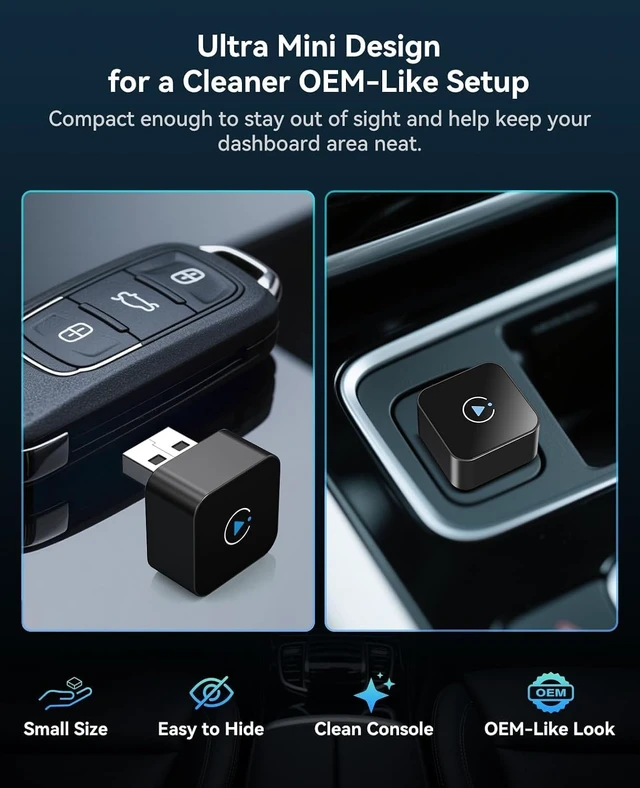 Alt view image 6 of 7 - Wireless CarPlay Adapter 2 in 1 2026 Upgraded for Factory Wired carplay | Apple/Android Auto, Auto-Reconnect, Wired to Wireless Dongle No-Lag, Plug-and-Play, 5GHz WiFi, Bluetooth 5.3 USB-A USB-C