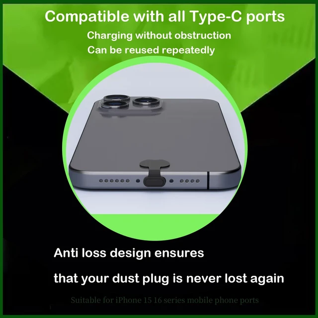 Alt view image 3 of 5 - 10-Pack USB C Dust Plugs, Dushochn Cute Charm Type-C Port Covers for iPhone18 17/16/15 Plus/Pro Max, A15, Pixel, iPad & Type-C Devices & More (USB C-10 pcs)
