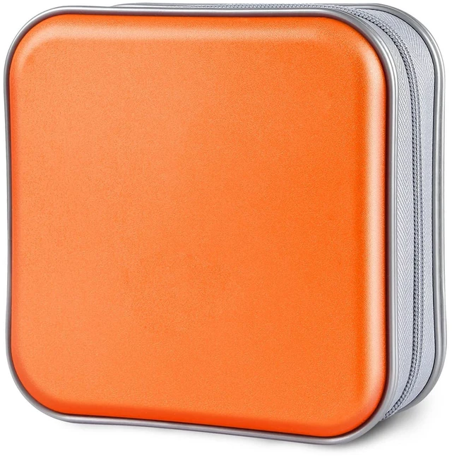 Main image of CD/DVD Cases 40 Capacity Disc Storage Binder for Car(Orange) | Holders Wallet Hard Plastic CD/DVD Case for Car Home Office Travel