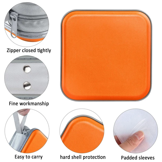 Alt view image 2 of 6 - CD/DVD Cases 40 Capacity Disc Storage Binder for Car(Orange) | Holders Wallet Hard Plastic CD/DVD Case for Car Home Office Travel
