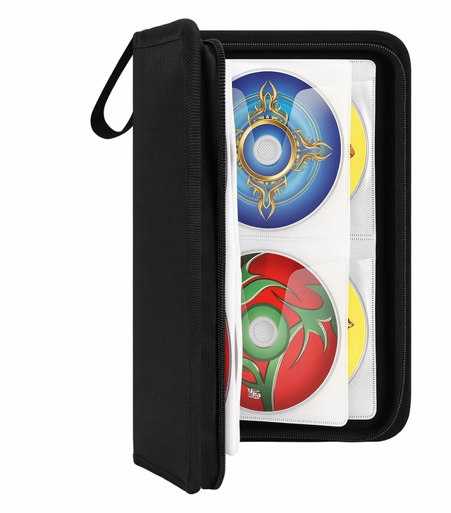Main image of CD Case, 96 Capacity DVD Case Holders with Handle | Portable Storage Organizer for CDs DVDs Case Storage Wallet Binder for Car Home Travel Office(Black)