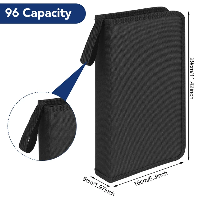 Alt view image 2 of 6 - CD Case, 96 Capacity DVD Case Holders with Handle | Portable Storage Organizer for CDs DVDs Case Storage Wallet Binder for Car Home Travel Office(Black)