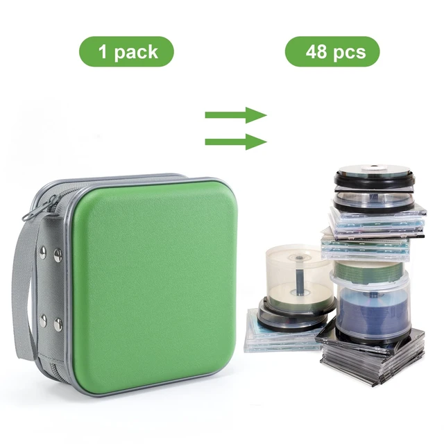 Alt view image 4 of 6 - CD Case for Car,48 Capacity DVD storage Organizer For Home Travel | CD Holder DVD Case, Smooth Double Zipper, Hard Plastic Shell, Scratch-Resistant, Slip-Resistant Tab, Blu-ray/CD/DVD Storage