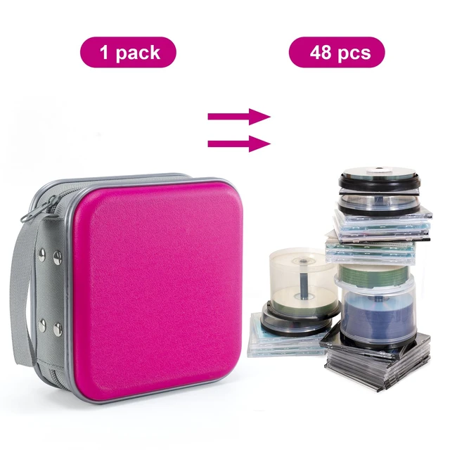 Alt view image 4 of 6 - CD Case for Car,48 Capacity DVD storage Organizer For Home Travel | CD Holder DVD Case, Smooth Double Zipper, Hard Plastic Shell, Scratch-Resistant, Slip-Resistant Tab, Blu-ray/CD/DVD Storage