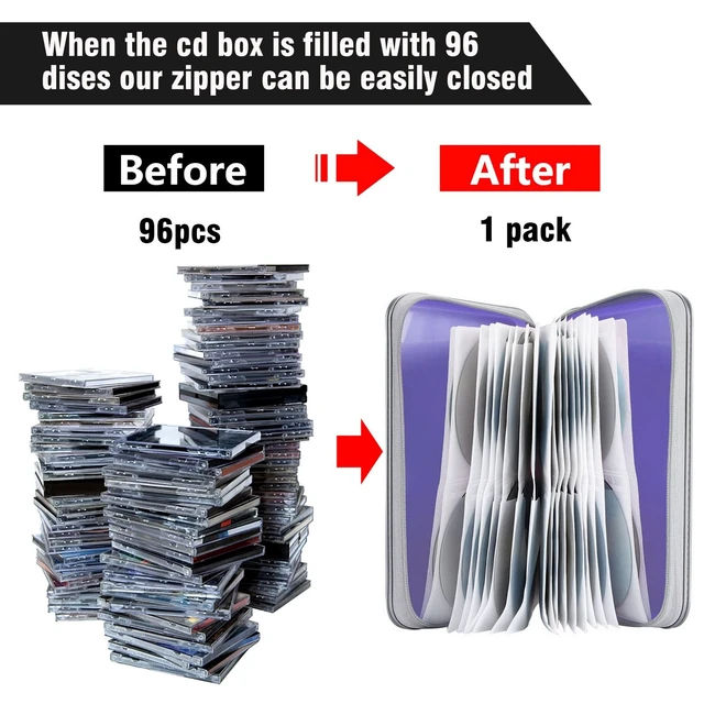 Alt view image 4 of 6 - CD DVD Cases 96 Capacity Disc Storage Binder for Car(Lavender)