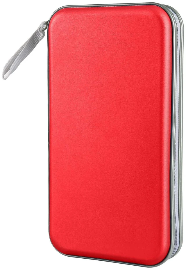 Main image of CD DVD Cases 96 Capacity Disc Storage Binder for Car(Red) | Hard Plastic CD DVD Disc Cases Storage Binder Wallet for Car Home Office Travel