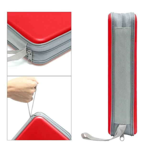 Alt view image 3 of 6 - CD DVD Cases 96 Capacity Disc Storage Binder for Car(Red) | Hard Plastic CD DVD Disc Cases Storage Binder Wallet for Car Home Office Travel