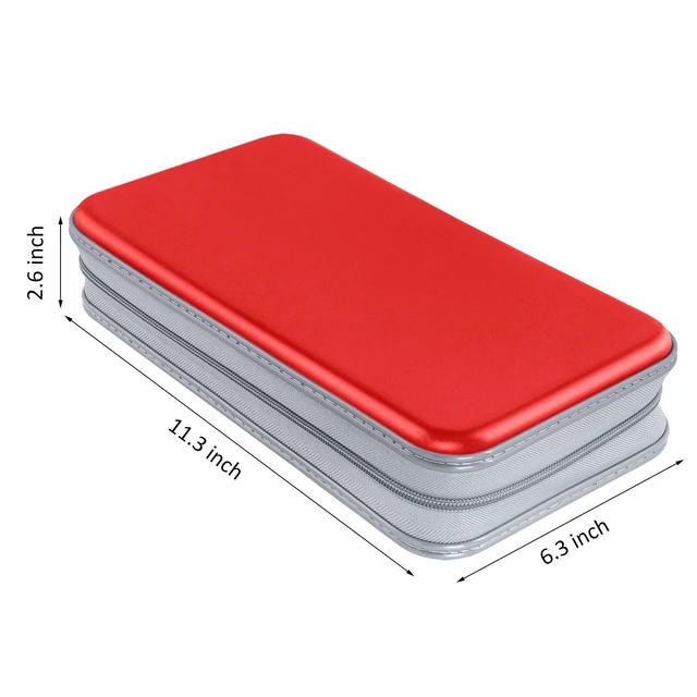Alt view image 6 of 6 - CD DVD Cases 96 Capacity Disc Storage Binder for Car(Red) | Hard Plastic CD DVD Disc Cases Storage Binder Wallet for Car Home Office Travel