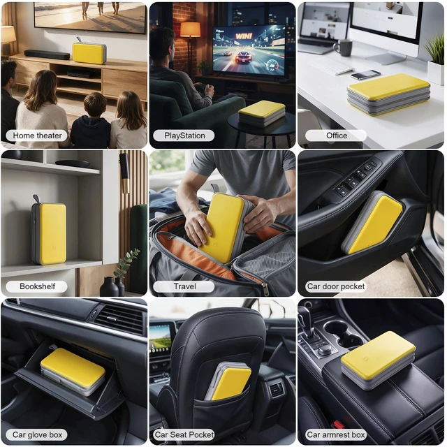 Alt view image 6 of 7 - CD Case, 96 Capacity Hard Plastic Organizer Wallet for Car | CD DVD Holder, Portable Hand Strap, Zipper Closure, Anti-Slip Scratch-Resistant Sleeves, Disc Storage, for Home Office Travel