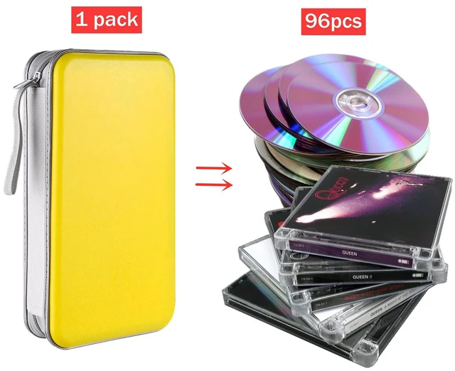 Alt view image 2 of 7 - DVD Case, 96 Capacity Hard Plastic CD Holder Storage for Car Home | CD Case, Hand Strap, Zipper Closure, Scratch-Resistant Sleeves, DVD Storage for Music Blu-Ray Game Disc for Travel Office