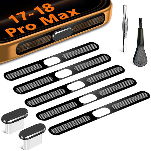 Main image of for iPhone 18 Pro Max Speaker Cover Anti Dust Proof Mesh USB C Plug Cover | Adhesive Mesh for iPhone 18 Pro Max, 17 Pro Max - Black