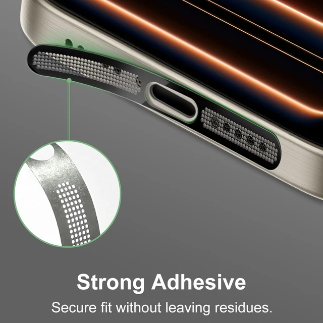 Alt view image 4 of 7 - for iPhone 18 Pro Max Speaker Cover Anti Dust Proof Mesh USB C Plug Cover | Adhesive Mesh for iPhone 18 Pro Max, 17 Pro Max - Black
