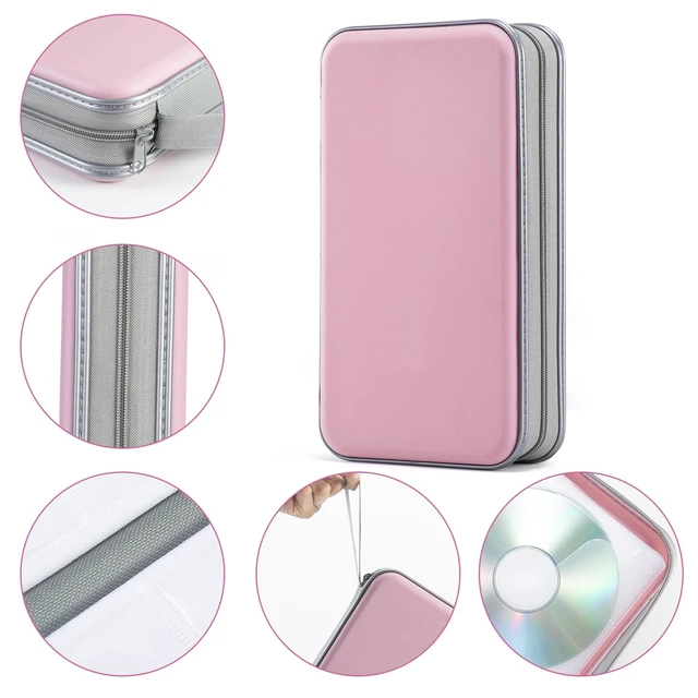 Alt view image 3 of 6 - CD Case,96 Capacity Hard Plastic DVD Case Holder for Car Home Travel | CD DVD Storage,Zipper Closure,Scratch-Resistant Sleeves,Stay Away Dust and Damp,Storage Music Video Gaming Discs Blu-ray