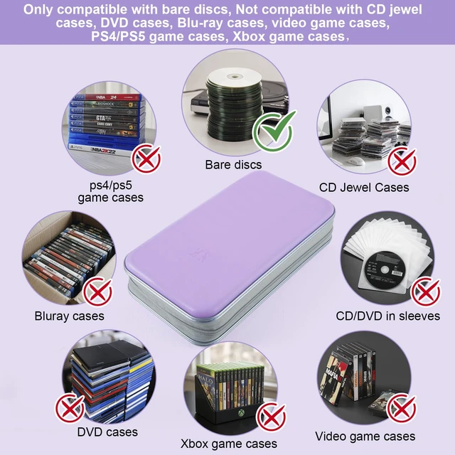 Alt view image 2 of 7 - CD Case, 96 Capacity Hard Plastic Organizer Wallet for Car | CD DVD Holder, Portable Hand Strap, Zipper Closure, Anti-Slip Scratch-Resistant Sleeves, Disc Storage, for Home Office Travel
