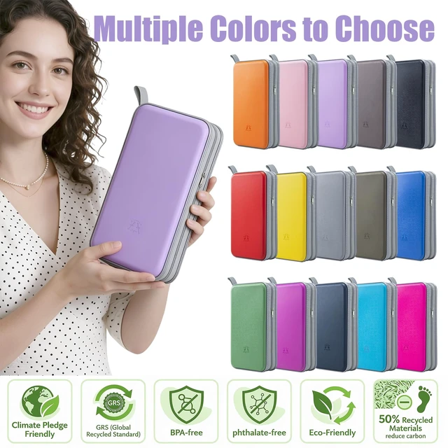 Alt view image 4 of 7 - CD Case, 96 Capacity Hard Plastic Organizer Wallet for Car | CD DVD Holder, Portable Hand Strap, Zipper Closure, Anti-Slip Scratch-Resistant Sleeves, Disc Storage, for Home Office Travel