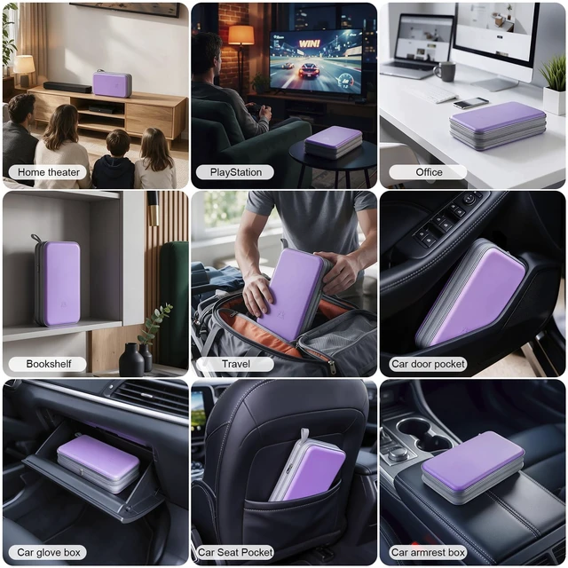 Alt view image 6 of 7 - CD Case, 96 Capacity Hard Plastic Organizer Wallet for Car | CD DVD Holder, Portable Hand Strap, Zipper Closure, Anti-Slip Scratch-Resistant Sleeves, Disc Storage, for Home Office Travel