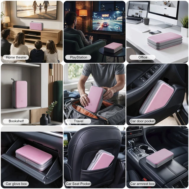Alt view image 6 of 7 - CD Case, 96 Capacity Hard Plastic Disc Storage Holder for Car | CD DVD Holder, Portable Hand Strap, Zipper Closure, Anti-Slip Scratch-Resistant Sleeves, Disc Storage, for Home Office Travel