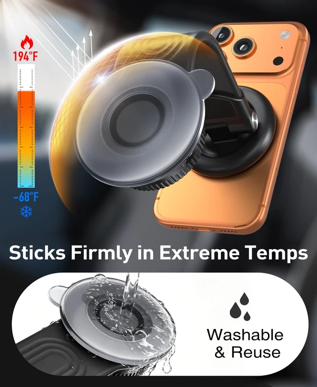 Alt view image 5 of 7 - for MagSafe Car Mount, 360 Adjustable Bendable Memory Alloy Arm, Magnetic Phone Holder with Vacuum Suction Cup, Dashboard Phone Mount for Tesla, iPhone, Samsung & All Smartphones