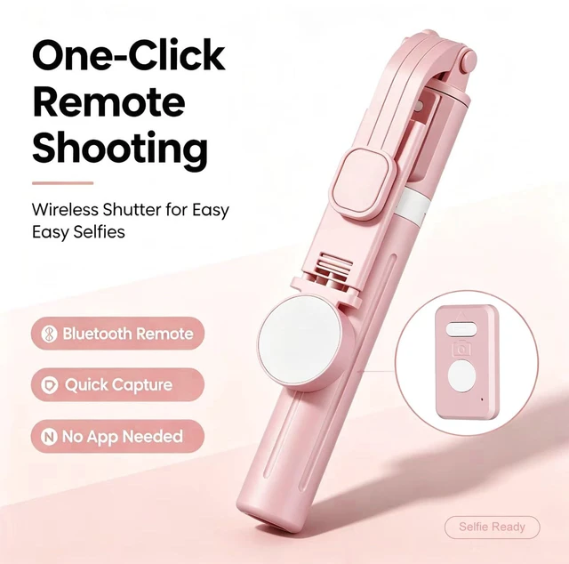 Alt view image 5 of 7 - Selfie Stick with Rechargable Remote & Light (1PC), Tripod for iPhone, Cell Phone Stand for Video Recording, Portable Travel Essentials Smartphone Mount Holder, Extendable Vlogging Filming Accessories