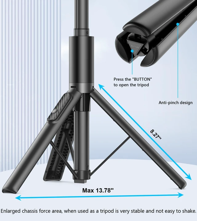 Alt view image 2 of 7 - 67" Aluminum Phone Tripod Selfie Stick with Remote,Lightweight Travel Stand | Universal Holder Fits 4"-7" inch Phones360°Rotatable Portable Smartphone Tripod Rechargeable for iPhone/Android