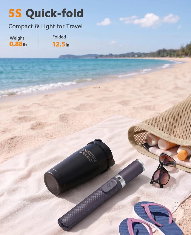 Alt view image 6 of 7 - Tripod for iPhone, Selfie Stick with Remote, Stable & Durable Phone Tripod | Portable Travel Cell Phone Stand, Extendable All-in-1 Tripod for Video Recording Compatible with iPhone Android